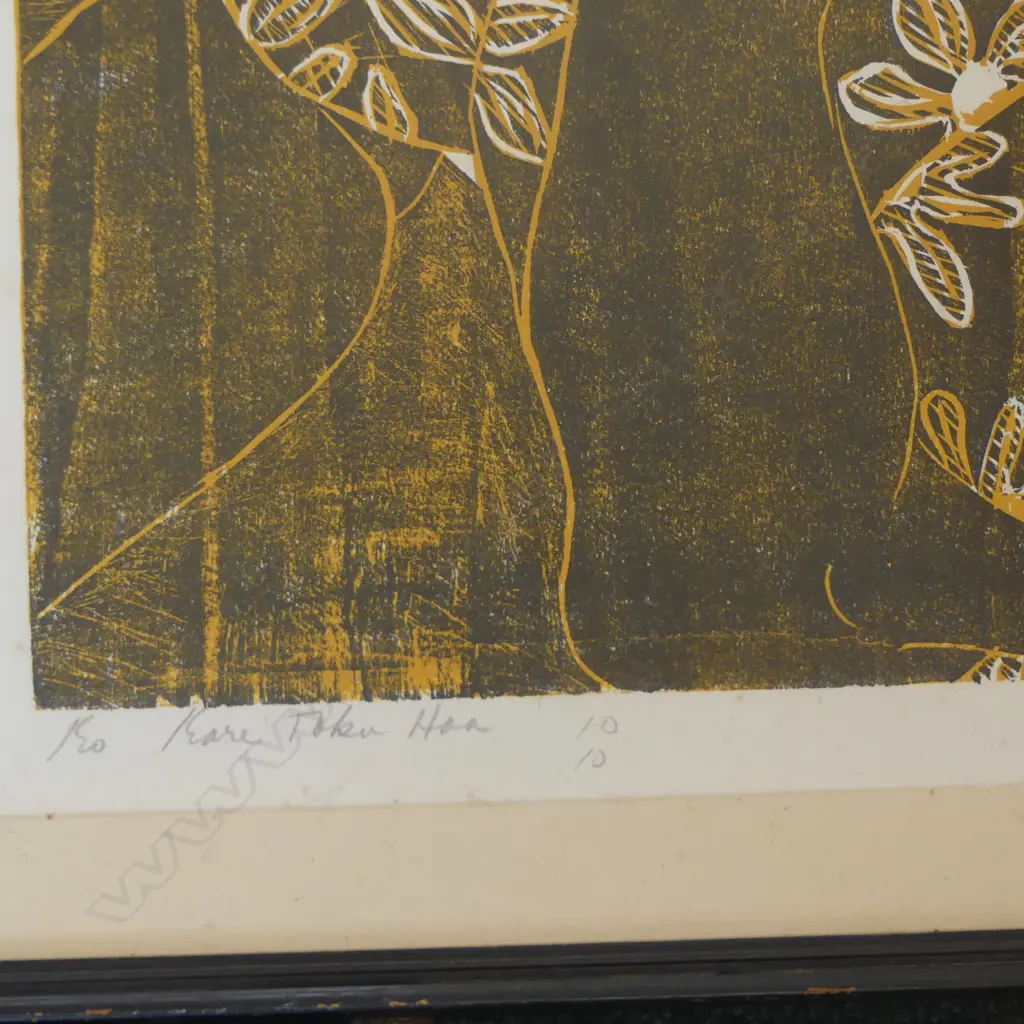 MARY FOREMAN, KO KARE TOKU HOA, WOODCUT PRINT, 610x450mm Image 1++