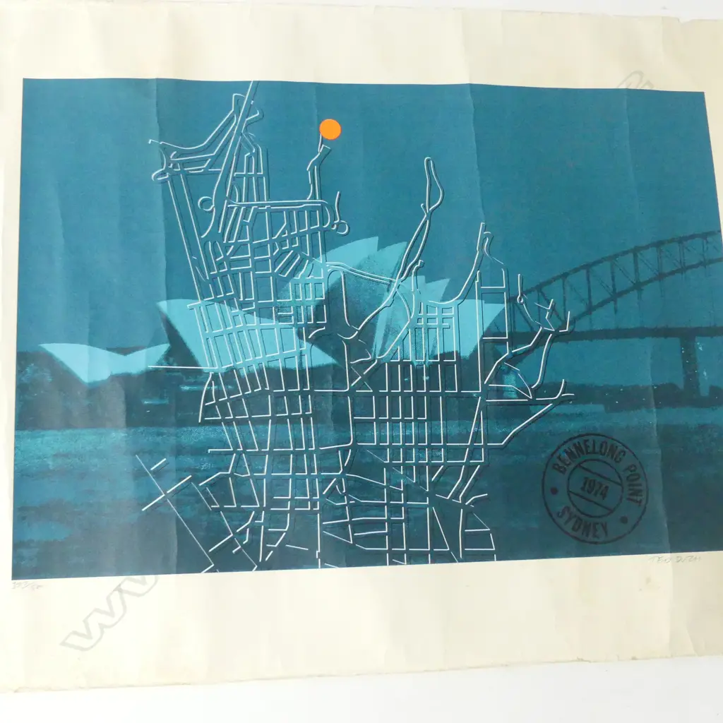 TWO PRINTS - RUSSELL JACKSON 'GREEN TURTLES' ETCHING & TED DUTCH - BENNELONG POINT SCREENPRINT Image 1++