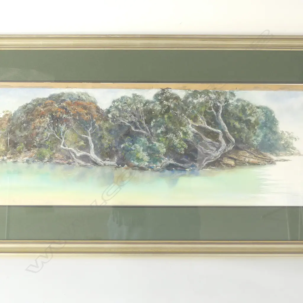 DAWN EVANS mixed media ARTWORK 'Entrance to Milford Creek' 225 x 725mm Image 1++