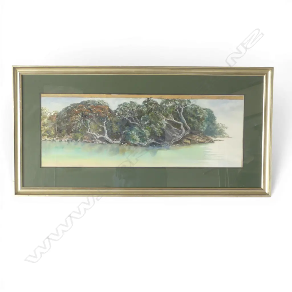 DAWN EVANS mixed media ARTWORK 'Entrance to Milford Creek' 225 x 725mm Image 1++