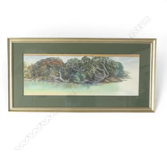 DAWN EVANS mixed media ARTWORK 'Entrance to Milford Creek' 225 x 725mm
