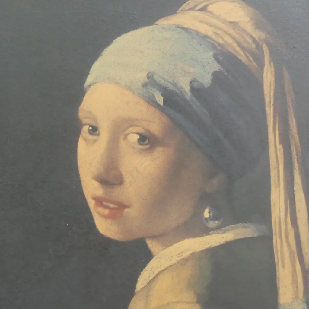 1960 VINTAGE VERMEER FRAMED PRINT 'GIRL WITH THE PEARL EARRING'  W. LABEL, L.550MM W.470MM Image 1++