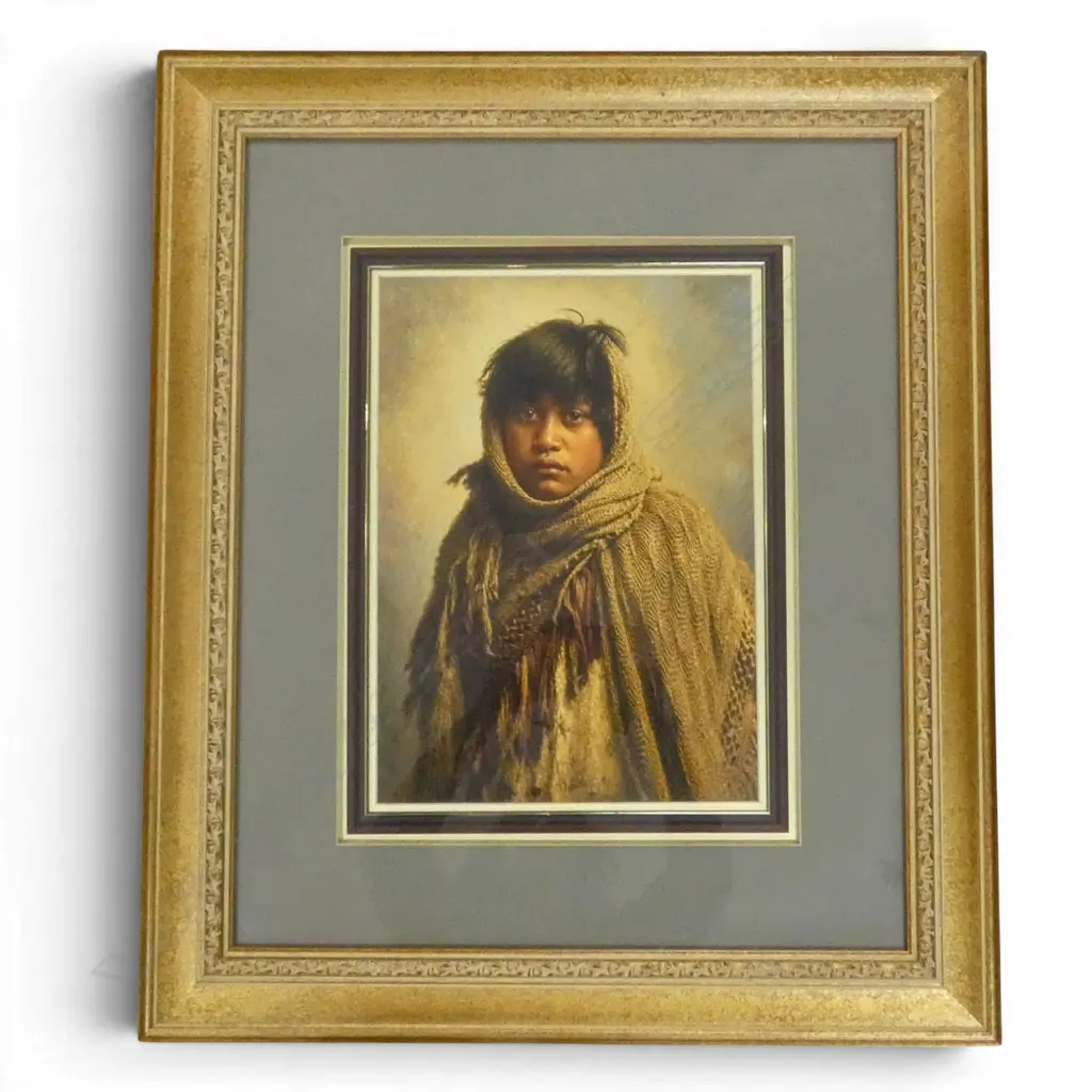 AI MAORI PORTRAIT PRINT ON CANVAS BOARD 350x250mm (670x570mm overall) Image 1++