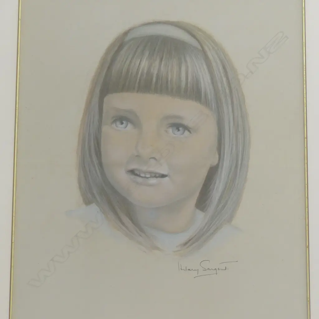 HILARY SARGEANT, PORTRAIT OF A YOUNG GIRL, PASTEL 540x435mm Image 1++