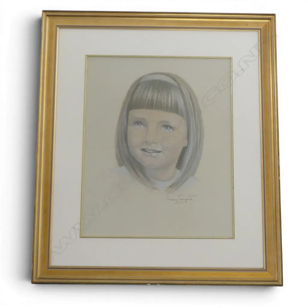 HILARY SARGEANT, PORTRAIT OF A YOUNG GIRL, PASTEL 540x435mm Image 1++