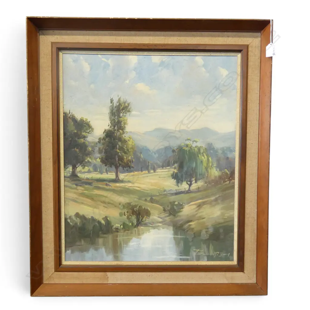 HEINZ BOEHNKE, FARM LANDSCAPE, OIL ON BOARD, SIGNED & DATED 1973 600x495mm Image 1++