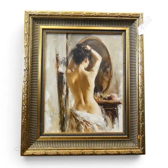 AI DIGITAL PRINT ON CANVAS BOARD 340x265mm (NUDE LOOKING IN MIRROR)