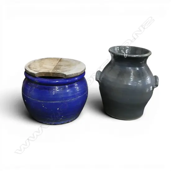 2 CROCKS, 1 LIDDED AF H.325mm