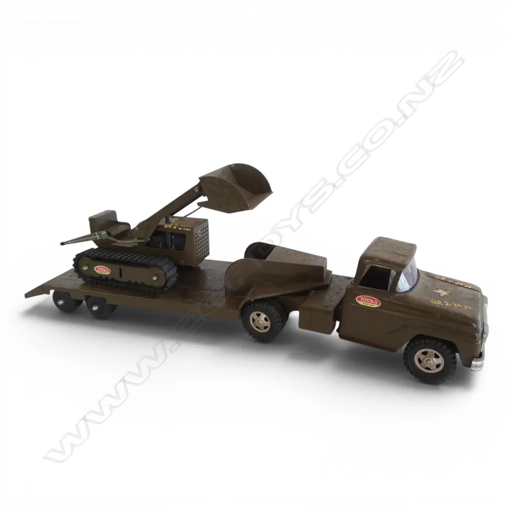 TONKA TRUCK & TRAILER w. BULLDOZER  Image 1++