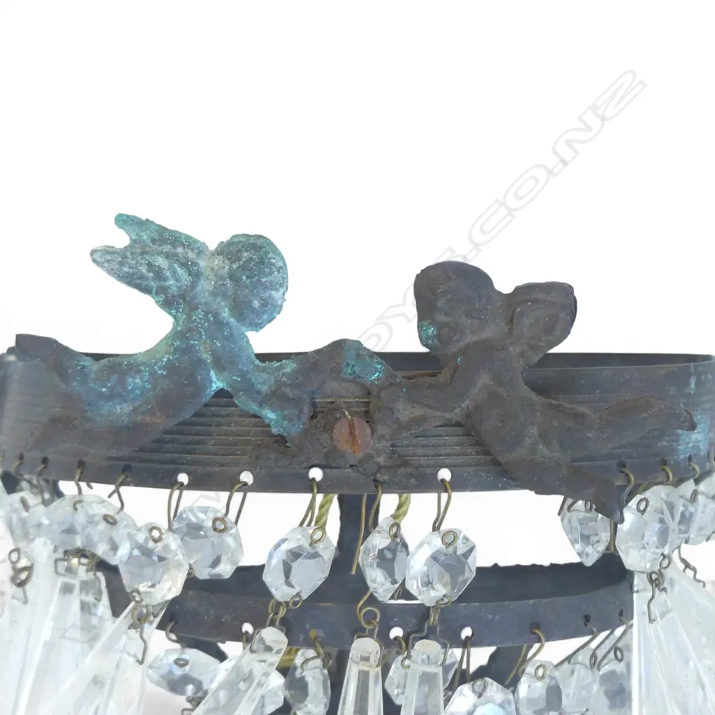 FRENCH STYLE PUTTI CRYSTAL DROP SCONCES W.170mm Image 1++
