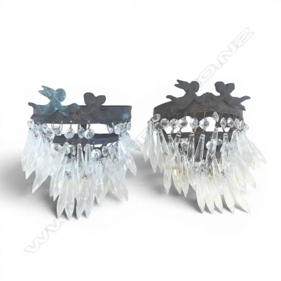 FRENCH STYLE PUTTI CRYSTAL DROP SCONCES W.170mm