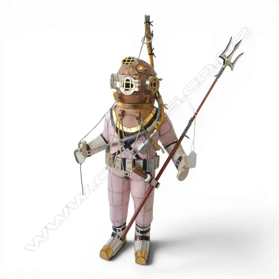 HAND MADE CARDBOARD DIVER w. TRIDENT BY STEFSKI NZ, SIGNED H.425mm