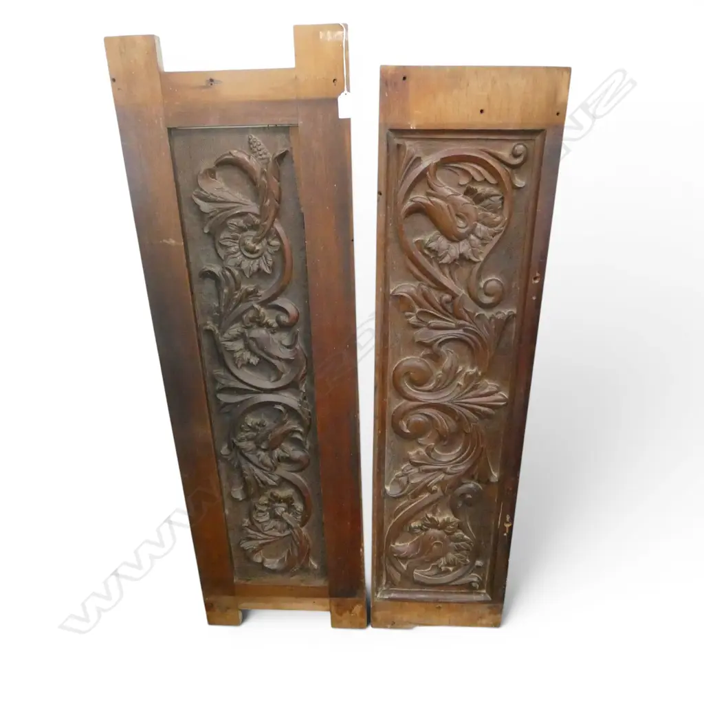 2 CARVED WOOD PANELS 1170x360mm Image 1++