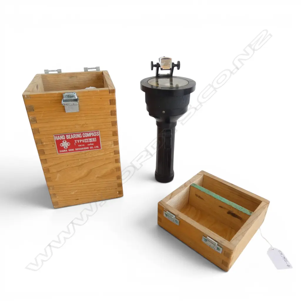 VINTAGE BOXED HAND BEARING COMPASS HB-65 manufactured by Saura Keiki Seisakusho Ltd.Japan Image 1++