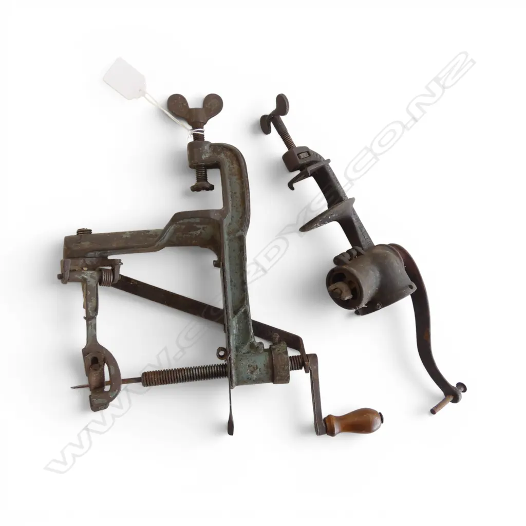 ANTIQUE CAST IRON ROLLHAM CHOPPER NO.11 & APPLE PEELER, L.270MM L.180MM Image 1++