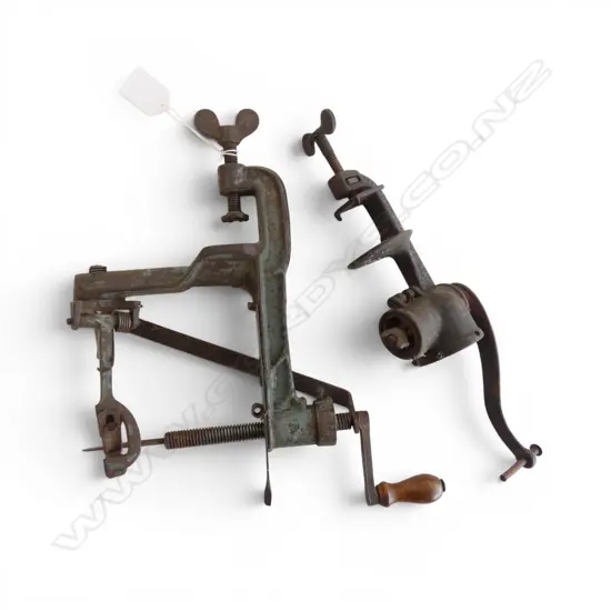 ANTIQUE CAST IRON ROLLHAM CHOPPER NO.11 & APPLE PEELER, L.270MM L.180MM