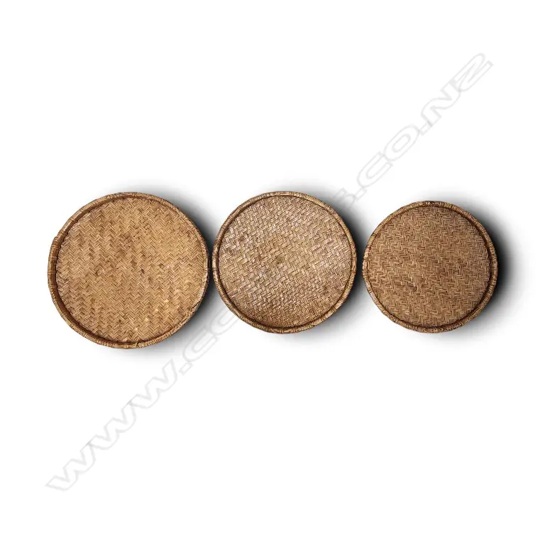 HANDWOVEN ROUND BAMBOO TRAY "LYTTELTON NO. 89" AND CHINESE CHARACTERS ALONGSIDE Large one 450mm D Image 1++