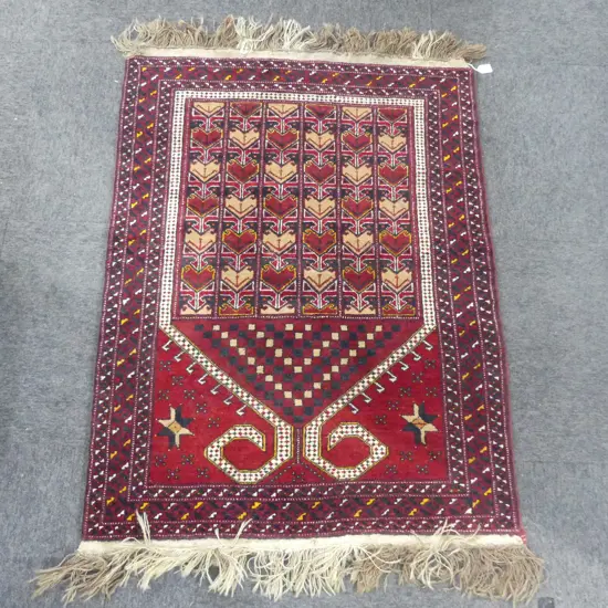 HAND KNOTTED ALL WOOL RUG 1170x880mm
