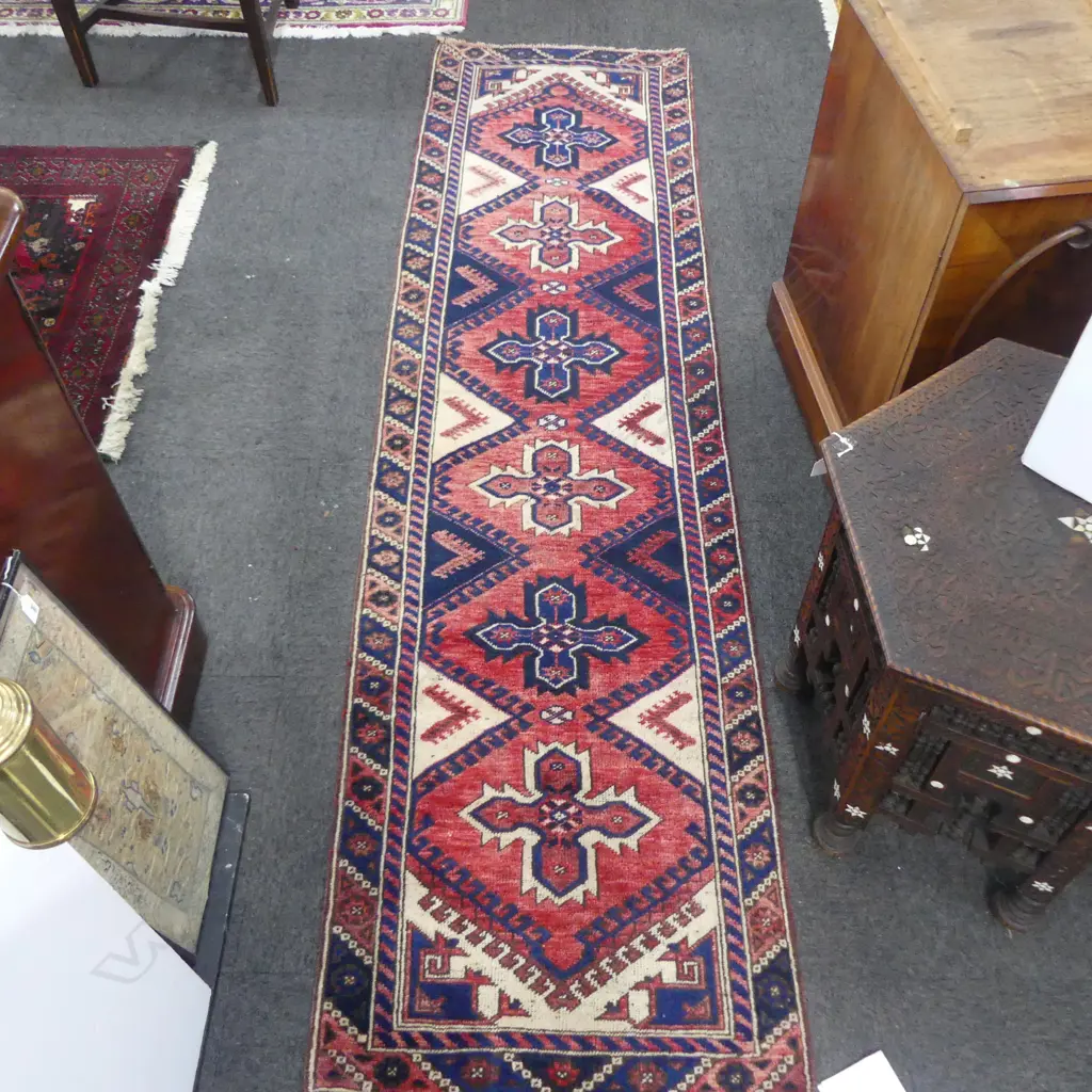TURKISH MEHRABI HAND KNOTTED ALL WOOL RUNNER 2700x720mm Image 1++