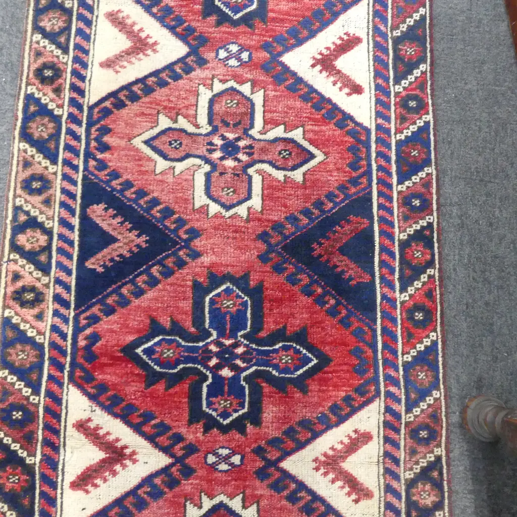 TURKISH MEHRABI HAND KNOTTED ALL WOOL RUNNER 2700x720mm Image 1++