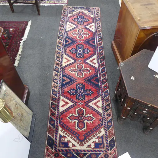 TURKISH MEHRABI HAND KNOTTED ALL WOOL RUNNER 2700x720mm