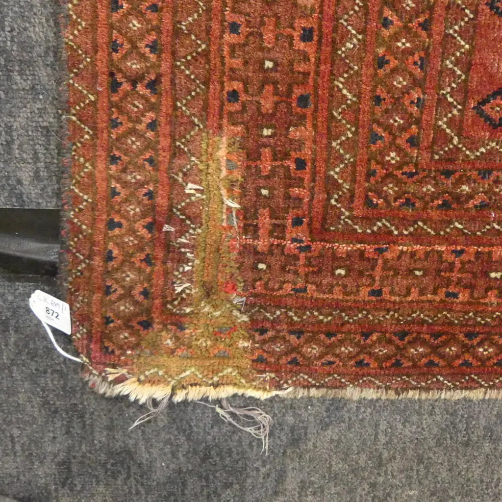 HAND KNOTTED ALL WOOL TURKMEN RUG, REPAIRS 1670x1030mm Image 1++