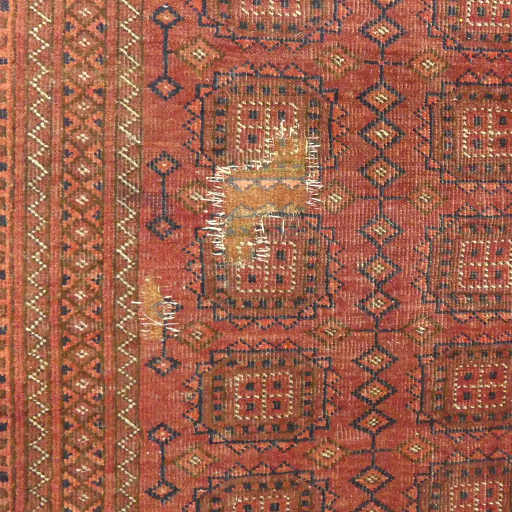 HAND KNOTTED ALL WOOL TURKMEN RUG, REPAIRS 1670x1030mm Image 1++