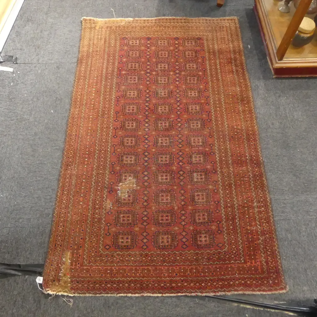 HAND KNOTTED ALL WOOL TURKMEN RUG, REPAIRS 1670x1030mm Image 1++
