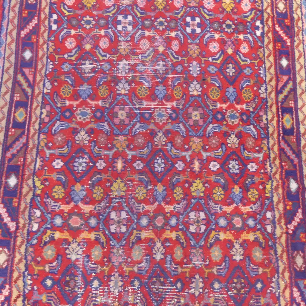 HAND KNOTTED WOOL PILE RUG, SOME WEAR 2950x1180mm Image 1++