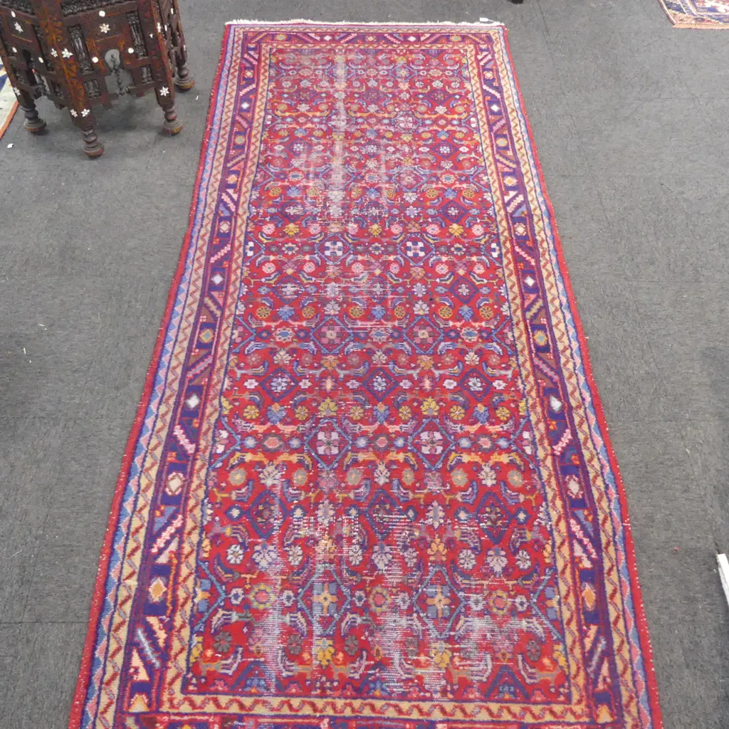 HAND KNOTTED WOOL PILE RUG, SOME WEAR 2950x1180mm Image 1++