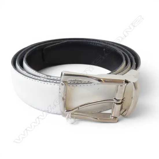 WHITE LEATHER BULGARI BELT L.1440mm