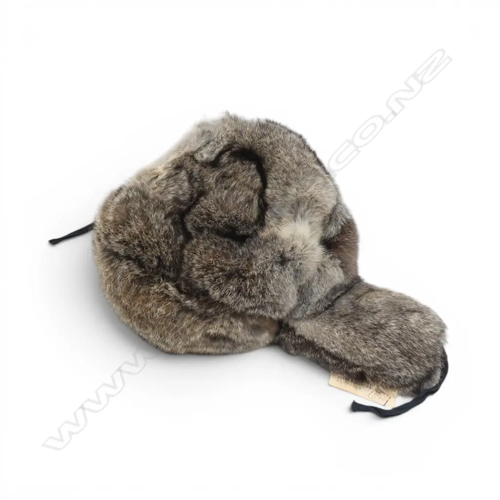 RUSSIAN RABBIT FUR USHANKA HAT, label still attached Image 1++