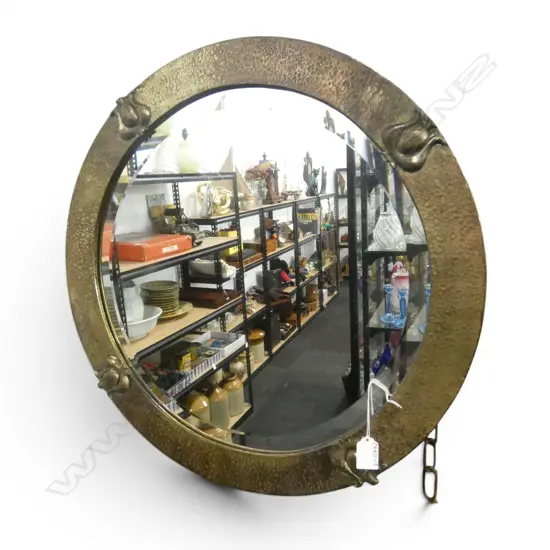 HAMMERED METAL ARTS & CRAFTS MIRROR Dia.560mm
