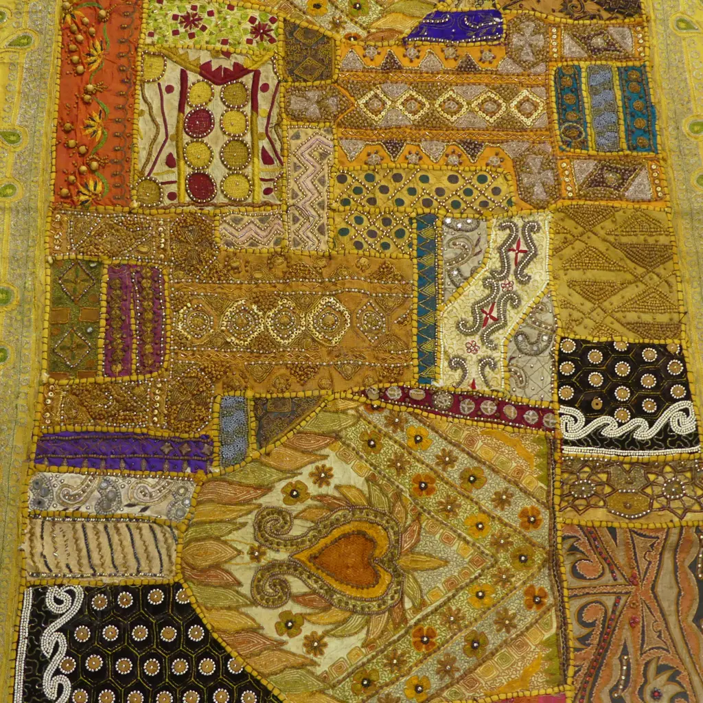 VINTAGE INDIAN EMBROIDERED WALL HANGING, 1450x1000mm Image 1++