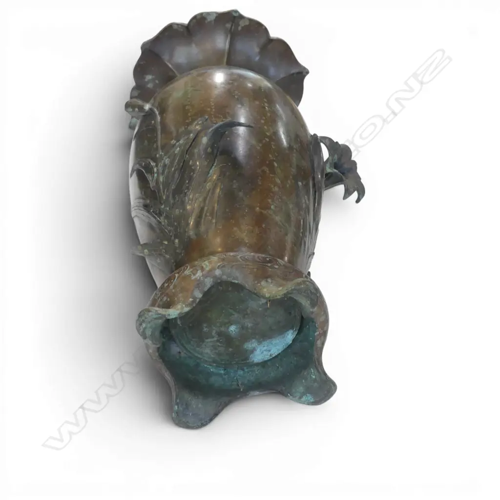 JAPANESE MEIJI PERIOD BRONZE FLORAL VASE two petals w. faults H.350mm Image 1++