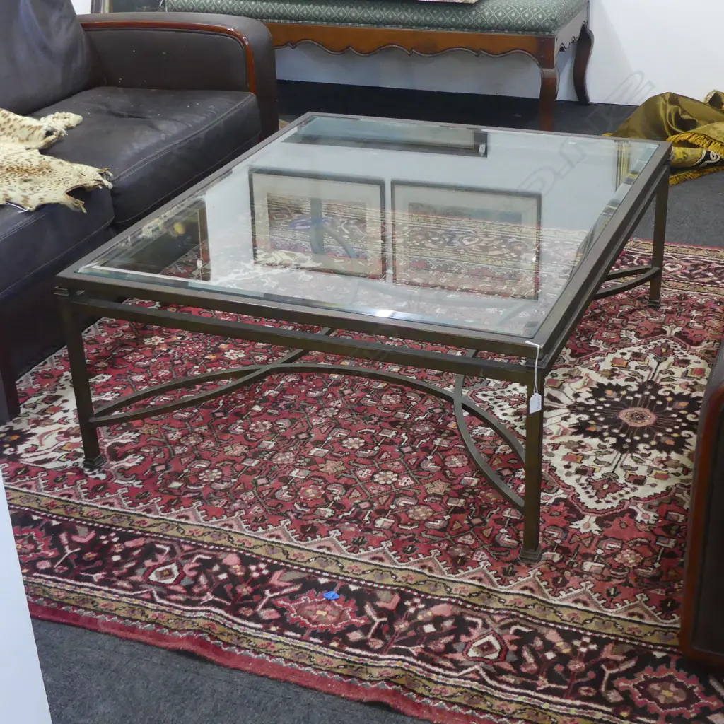 COFFEE TABLE, METAL FRAME, GLASS TOP 1200x1000x450mm Image 1++