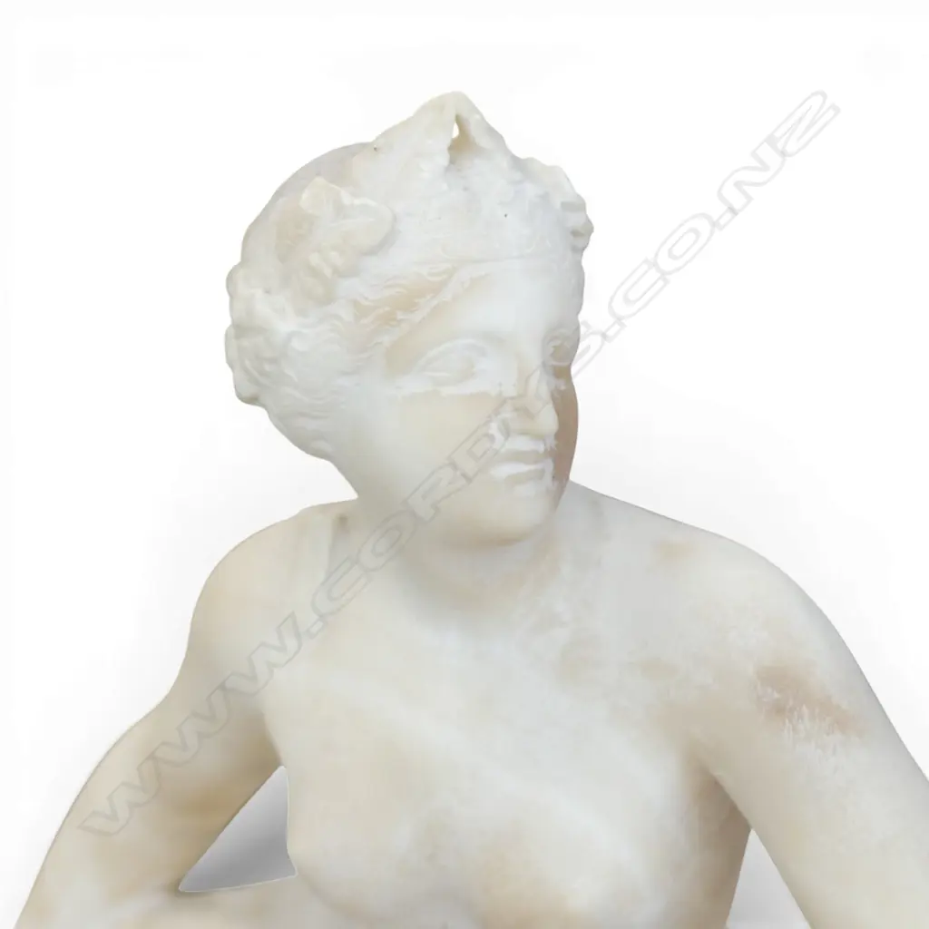 CARVED ALABASTER STATUE AFTER VON DANNECKER 'ARIADNE ON THE PANTHER' H.360mm Image 1++