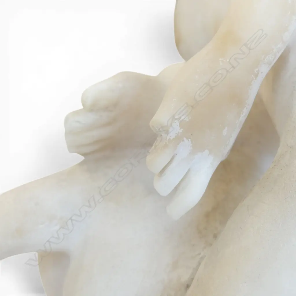 CARVED ALABASTER STATUE AFTER VON DANNECKER 'ARIADNE ON THE PANTHER' H.360mm Image 1++