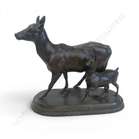SPELTER DOE DEER & FAWN H.235mm