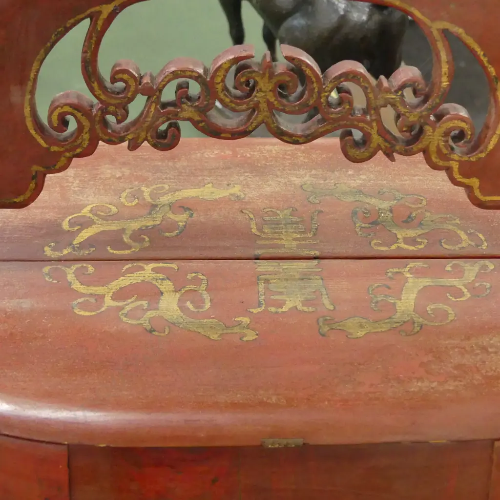 CHINESE RED LACQUER BASKET small faults 440x240x320mm Image 1++
