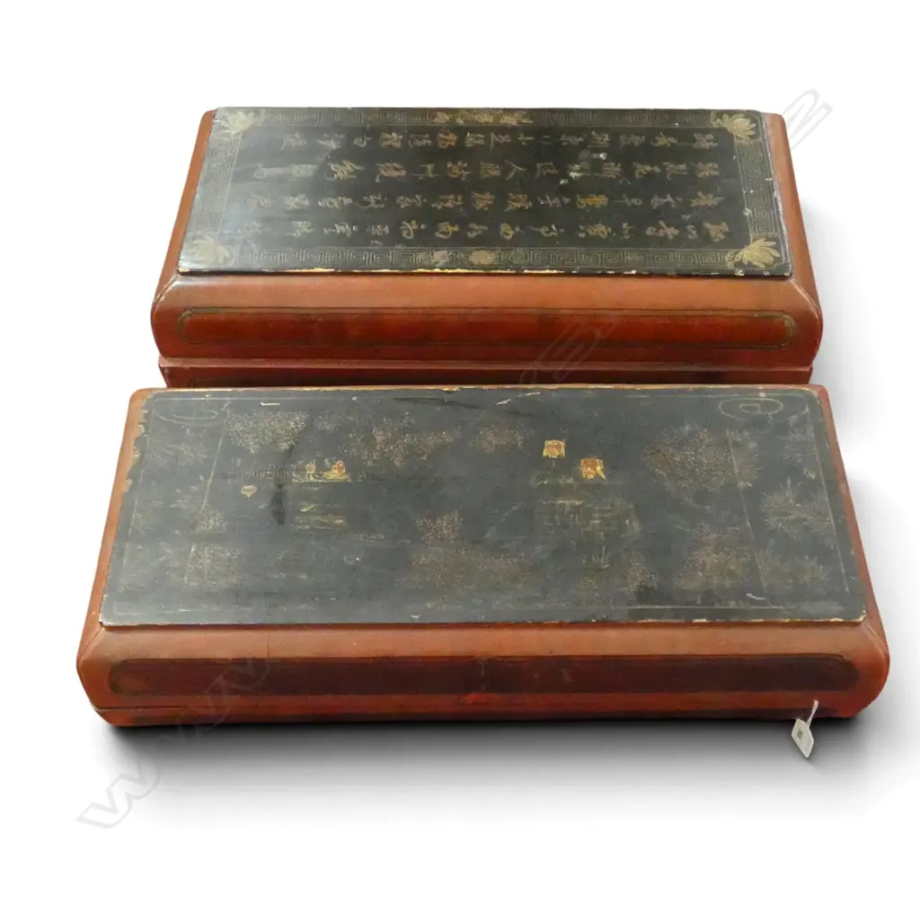 2 VINTAGE CHINESE PAINTED LACQUER BOXES 630x290x190mm Image 1++