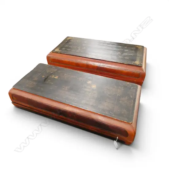 2 VINTAGE CHINESE PAINTED LACQUER BOXES 630x290x190mm