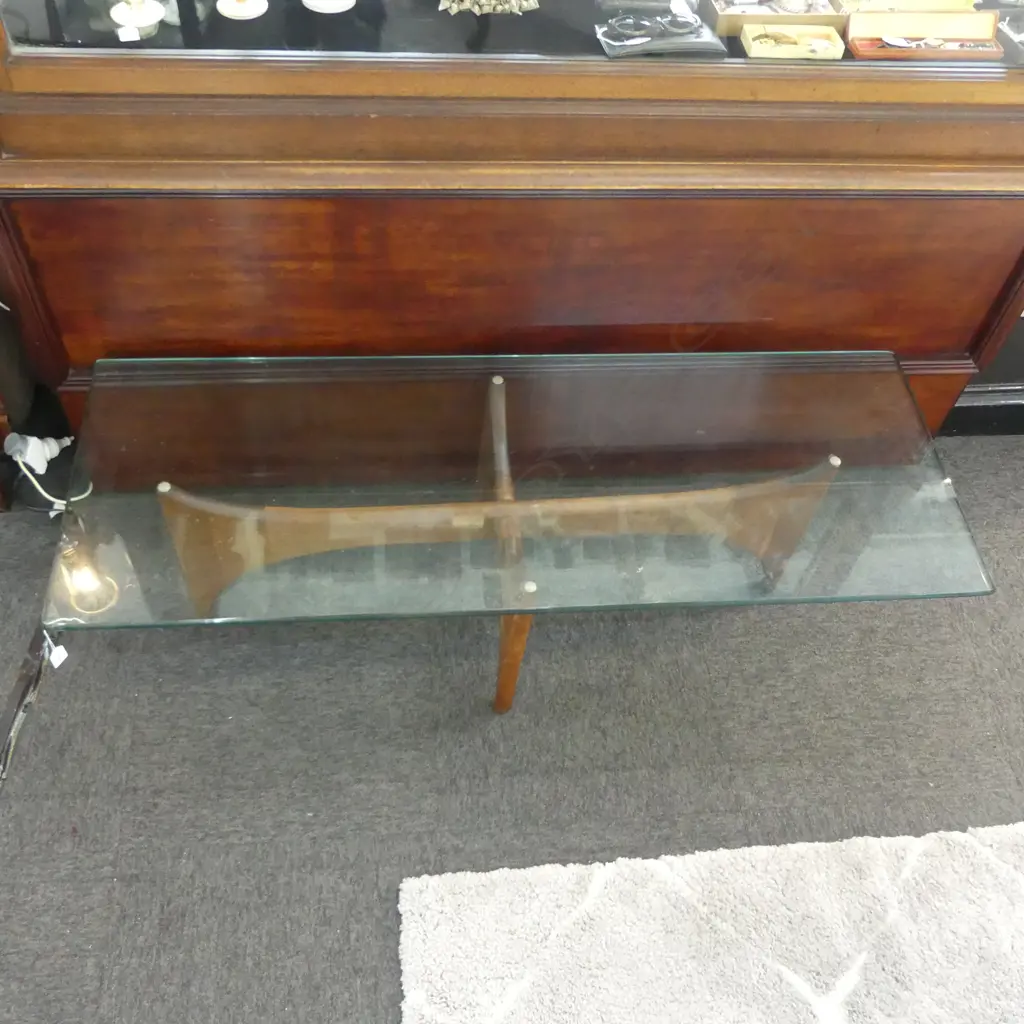 RETRO GLASS TOP COFFEE TABLE 1360x500x400mm Image 1++