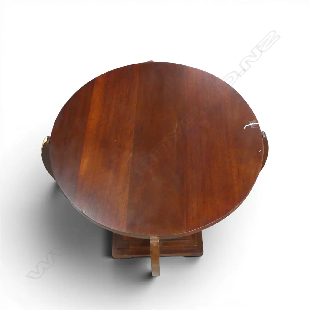 SMALL CIRCULAR OAK ART DECO STYLE TABLE Dia.610 H.550mm Image 1++