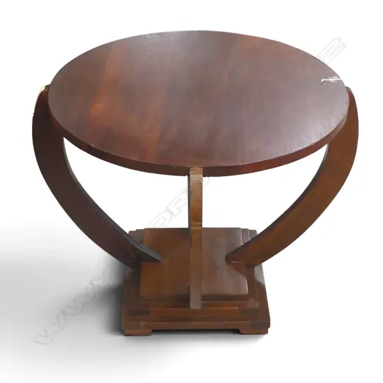 SMALL CIRCULAR OAK ART DECO STYLE TABLE Dia.610 H.550mm