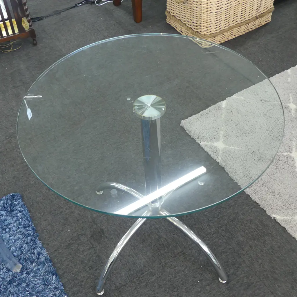 GLASS TOP CHROME TABLE H.750mm Image 1++