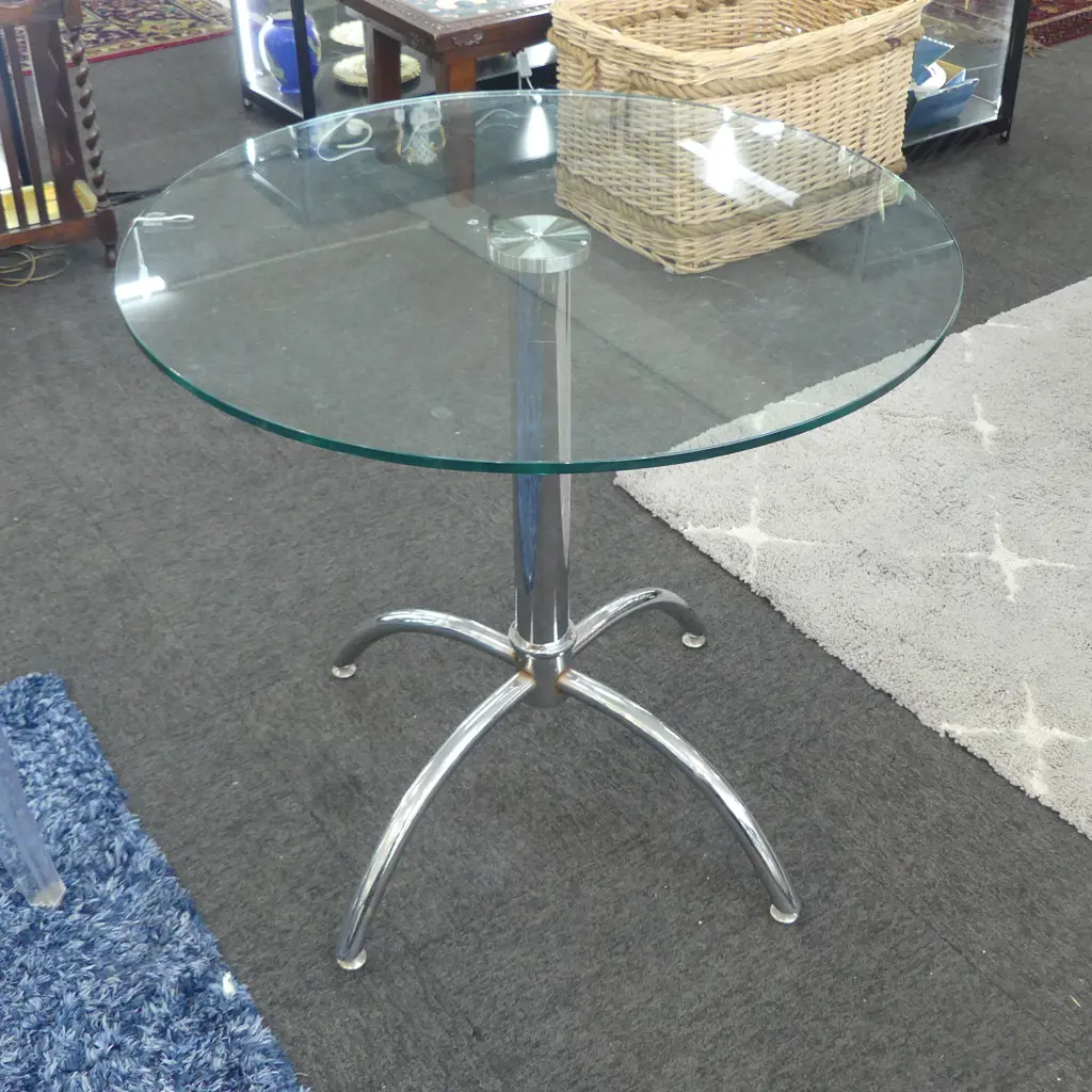 GLASS TOP CHROME TABLE H.750mm Image 1++