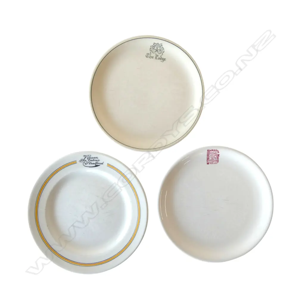 COLLECTION OF 15 HOTEL PLATES including 5 CROWN LYNN + 1 GIBSON & PATERSON PLATES Image 1++