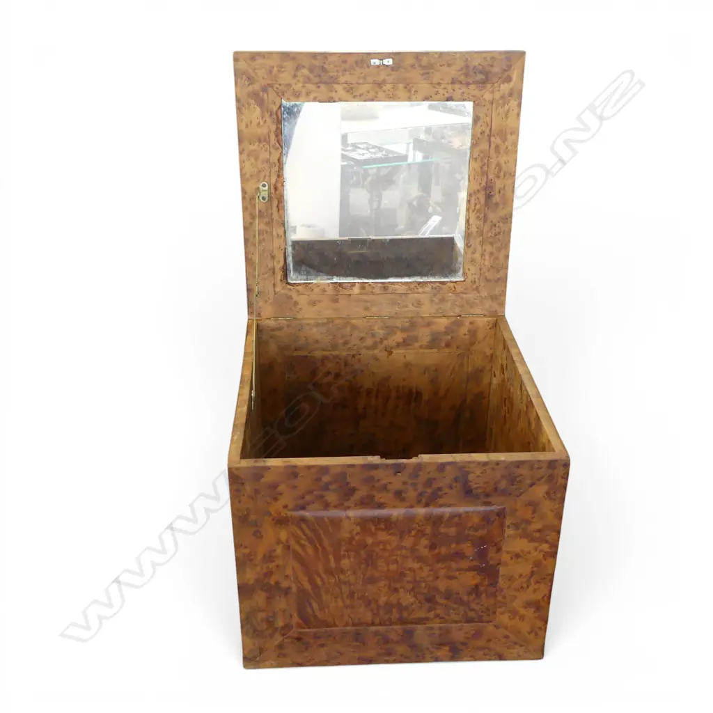 LG BURR WOOD BOX w. internal fitted mirror 340x340x295mm Image 1++