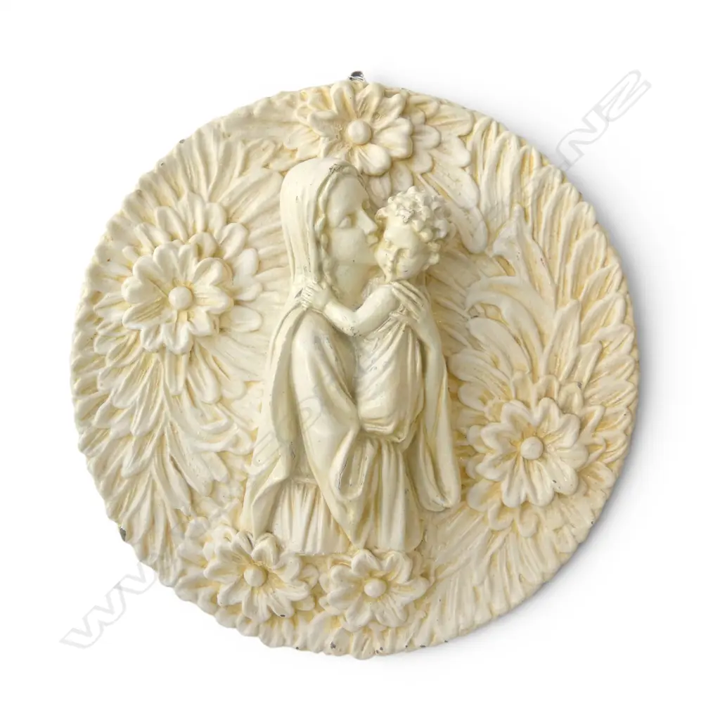 MADONNA & CHILD CONCRETE WALL PLAQUE Dia.290mm Image 1++